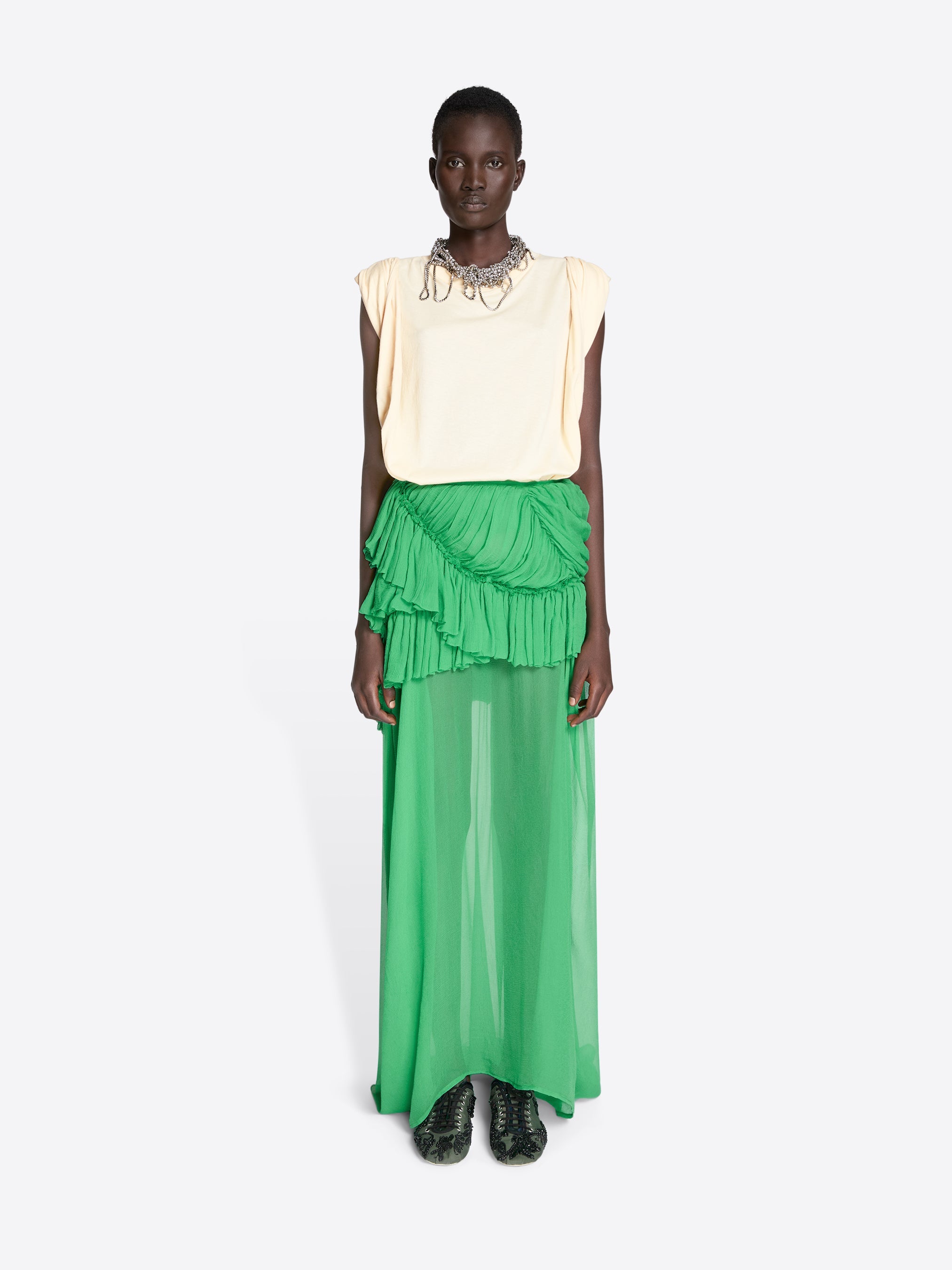 Ruffled Silk Skirt