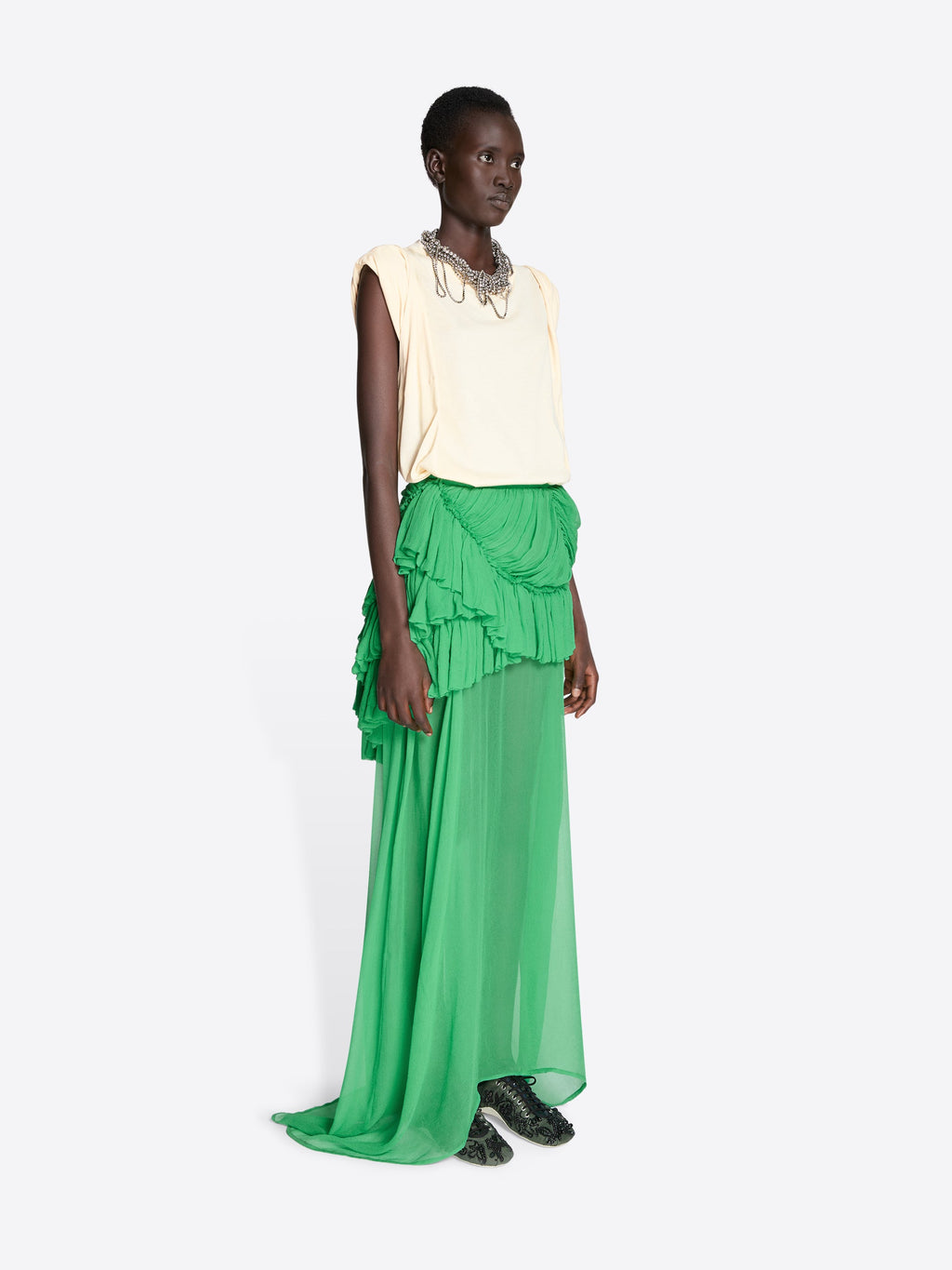 Ruffled Silk Skirt