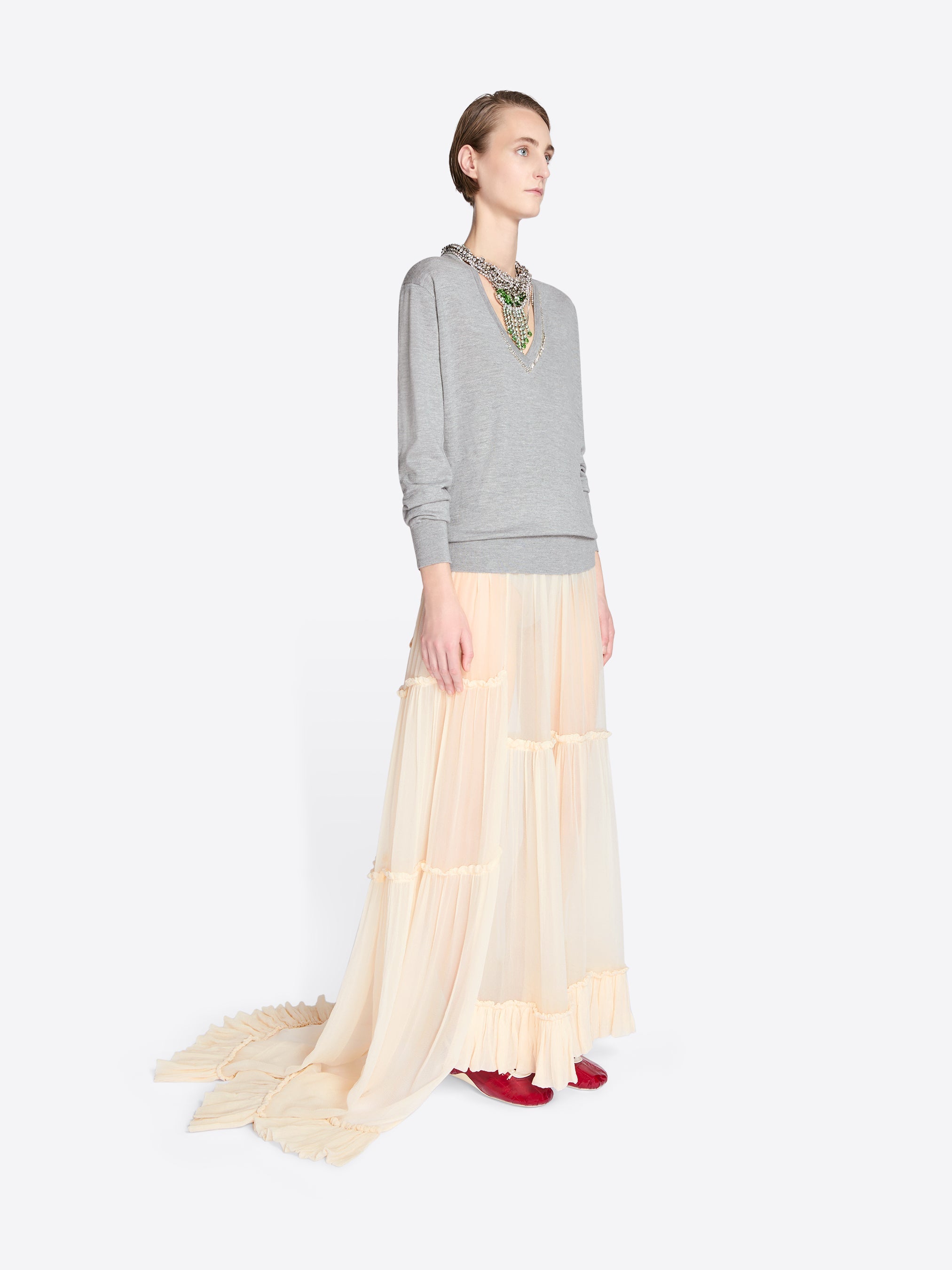 Ruffled Silk Skirt